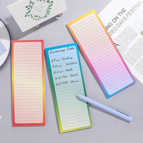 Magnetic Note pads, Grocery List Magnet Pad for Fridge, 300 Sheets Gradient Color Magnetic Fridge Notepad, to-Do Memos, Shopping List, Reminders, 8 x 3 inch in Saudi Arabia