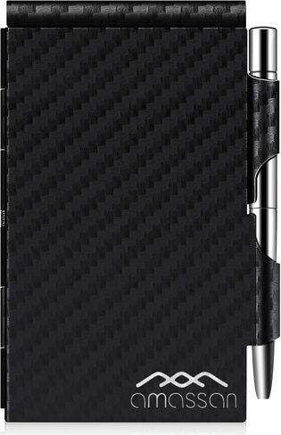 amassan Metal Pocket Notebook, Small Pocket Notepad Aluminum Note Case with Mini Metal Pen and 60-Page Sheets … (Black Stripes-1) in Saudi Arabia