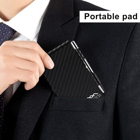 amassan Metal Pocket Notebook, Small Pocket Notepad Aluminum Note Case with Mini Metal Pen and 60-Page Sheets … (Black Stripes-1) in Saudi Arabia
