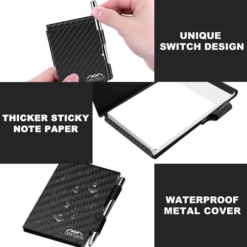 amassan Metal Pocket Notebook, Small Pocket Notepad Aluminum Note Case with Mini Metal Pen and 60-Page Sheets … (Black Stripes-1) in Saudi Arabia