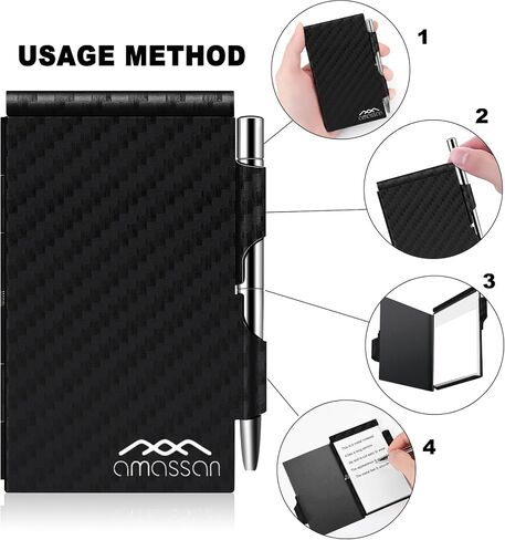 amassan Metal Pocket Notebook, Small Pocket Notepad Aluminum Note Case with Mini Metal Pen and 60-Page Sheets … (Black Stripes-1) in Saudi Arabia