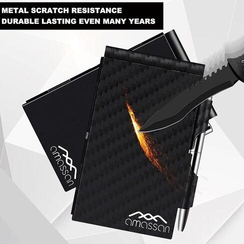 amassan Metal Pocket Notebook, Small Pocket Notepad Aluminum Note Case with Mini Metal Pen and 60-Page Sheets … (Black Stripes-1) in Saudi Arabia