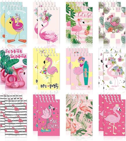 24 Pieces Flamingo Mini Notepads Summer Party Favors Hawaii Note Pads Luau Small Notebooks Tropical Spiral Memo Pad 2.36 x 3.94 Inch for Boys and Girls Student Teacher Classroom Office School Reward in Saudi Arabia