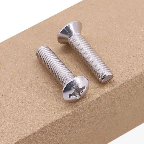 M6-1.0 × 25 مم (20 قطعة) براغي آلة فيليبس ذات الرأس البيضاوي، براغي آلة متقاطعة مع رأس غاطس مرتفع قليلاً، 304 فولاذ مقاوم للصدأ 18/8، GB820 in Kuwait