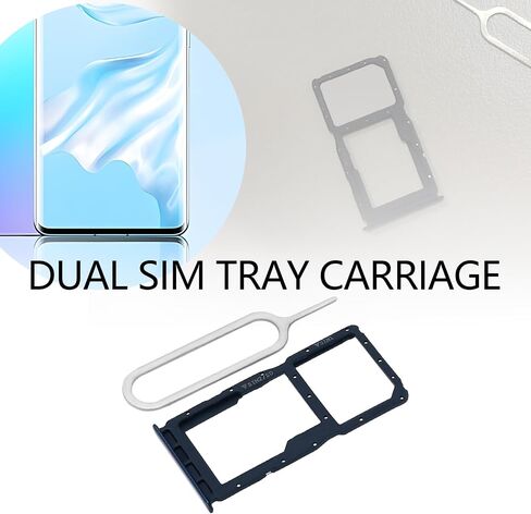 قطعتان من حامل بطاقة SIM المزدوجة وحامل بطاقة Micro SD مع دبوس SIM متوافق مع هاتف Huawei P30 Lite الإصدار الجديد 2020 باللون الأسود in Kuwait