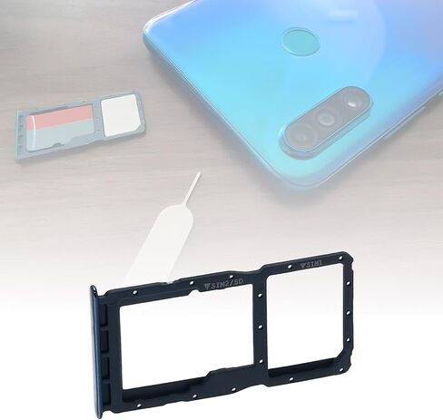 قطعتان من حامل بطاقة SIM المزدوجة وحامل بطاقة Micro SD مع دبوس SIM متوافق مع هاتف Huawei P30 Lite الإصدار الجديد 2020 باللون الأسود in Kuwait