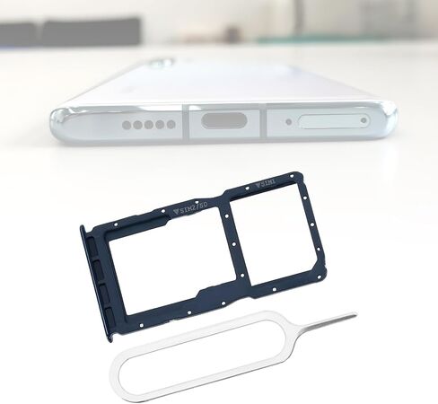 قطعتان من حامل بطاقة SIM المزدوجة وحامل بطاقة Micro SD مع دبوس SIM متوافق مع هاتف Huawei P30 Lite الإصدار الجديد 2020 باللون الأسود in Kuwait