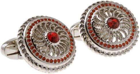 Red Crystal Fancy Design Cufflinks Pair in a Presentation Gift Box & Polishing Cloth in Saudi Arabia