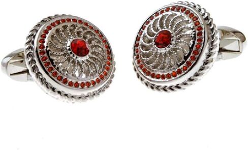 Red Crystal Fancy Design Cufflinks Pair in a Presentation Gift Box & Polishing Cloth in Saudi Arabia