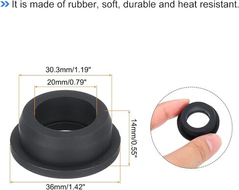 MECCANIXITY T Type Rubber Grommet Mount Dia 36.3mm ID 25mm Seal Protection Flexible Hole Plugs for Cable Pipe Black in Saudi Arabia