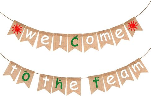 20pcs Welcome to The Team Banner, Pre-Strung Welcome Sign for New Employee & Team Member Burlap Welcome Backdrop for Office Party Hanging Decorations Supplies in Saudi Arabia