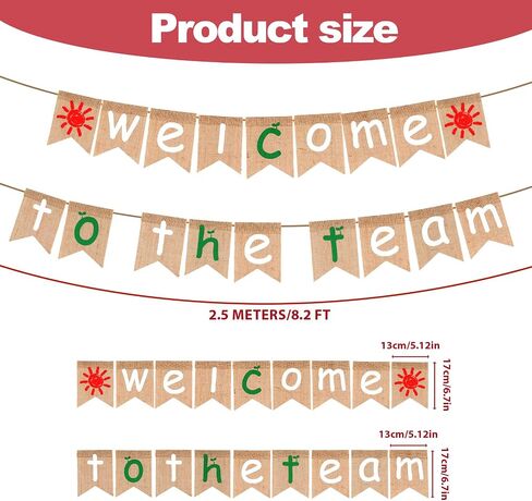 20pcs Welcome to The Team Banner, Pre-Strung Welcome Sign for New Employee & Team Member Burlap Welcome Backdrop for Office Party Hanging Decorations Supplies in Saudi Arabia