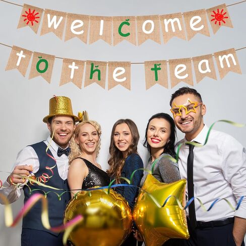 20pcs Welcome to The Team Banner, Pre-Strung Welcome Sign for New Employee & Team Member Burlap Welcome Backdrop for Office Party Hanging Decorations Supplies in Saudi Arabia