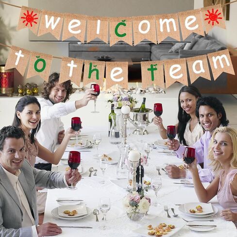 20pcs Welcome to The Team Banner, Pre-Strung Welcome Sign for New Employee & Team Member Burlap Welcome Backdrop for Office Party Hanging Decorations Supplies in Saudi Arabia