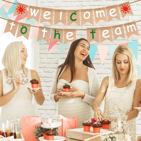 20pcs Welcome to The Team Banner, Pre-Strung Welcome Sign for New Employee & Team Member Burlap Welcome Backdrop for Office Party Hanging Decorations Supplies in Saudi Arabia
