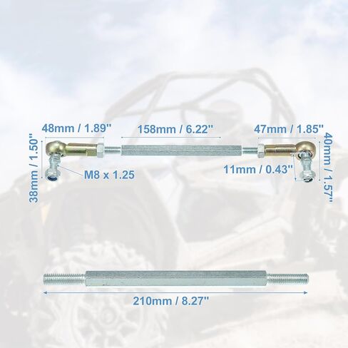 X AUTOHAUX 2 قطعة M8 110 مللي متر قضيب ربط التوجيه وصلة كروية لـ 50cc 70cc 90cc 110cc 125cc 150cc 200cc 250cc ATV أربع عجلات رباعية التوجيه تعليق in Saudi Arabia