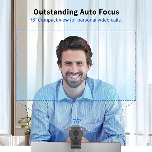 AIRHUG 4K Webcam, Webcam with Microphone, Adjustable Light Computer Camera with Privacy Cover, USB Plug and Play for Laptop Video Calling in Kuwait