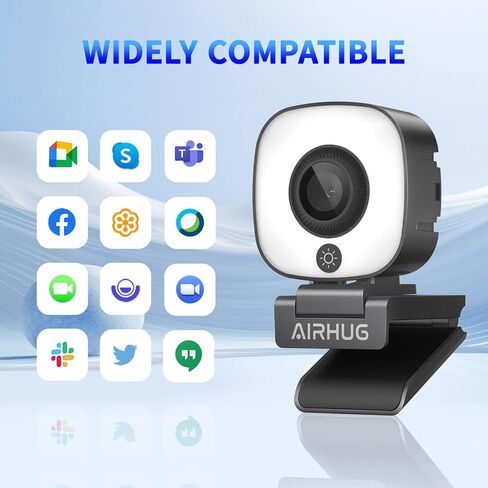 AIRHUG 4K Webcam, Webcam with Microphone, Adjustable Light Computer Camera with Privacy Cover, USB Plug and Play for Laptop Video Calling in Kuwait