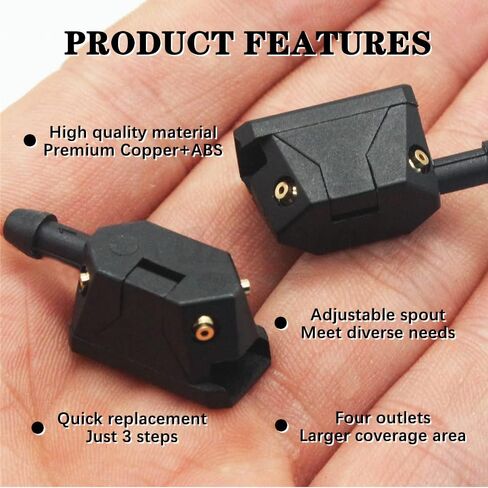 4 قطع من فوهة غسيل الزجاج الأمامي للسيارة، رشاش ممسحة زجاج أمامي عالمي، فوهات نفاثات مثبتة على الذراع، فوهات غسيل، استبدال ممسحة الزجاج الأمامي للسيارة لمعظم السيارات in Kuwait