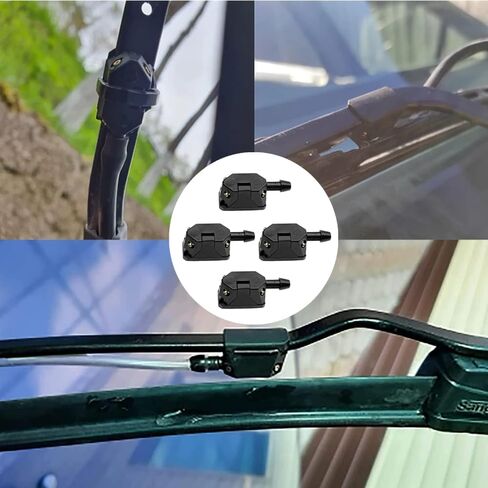 4 قطع من فوهة غسيل الزجاج الأمامي للسيارة، رشاش ممسحة زجاج أمامي عالمي، فوهات نفاثات مثبتة على الذراع، فوهات غسيل، استبدال ممسحة الزجاج الأمامي للسيارة لمعظم السيارات in Kuwait