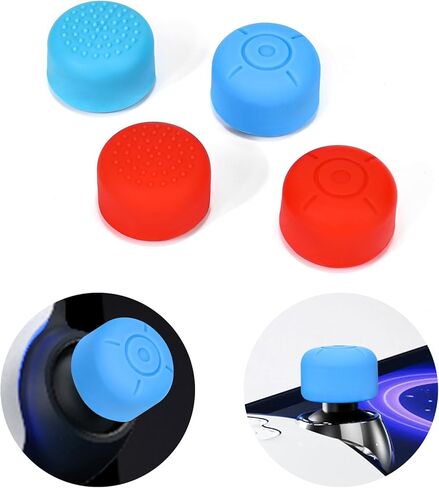 قبعات DLseego Thumb Grips لمشغل Playstation Portal Remote Player، حماية كاملة مضادة للانزلاق ومضادة للخدش ومضادة لبصمات الأصابع وغطاء غطاء على شكل زر كرتوني 4 أغطية عصا الإبهام - أحمر وأزرق in Kuwait
