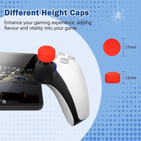 قبعات DLseego Thumb Grips لمشغل Playstation Portal Remote Player، حماية كاملة مضادة للانزلاق ومضادة للخدش ومضادة لبصمات الأصابع وغطاء غطاء على شكل زر كرتوني 4 أغطية عصا الإبهام - أحمر وأزرق in Kuwait