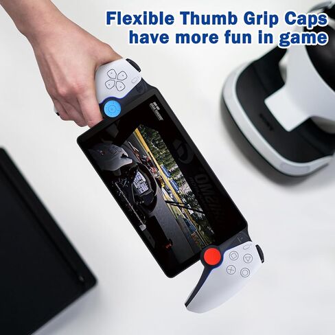 قبعات DLseego Thumb Grips لمشغل Playstation Portal Remote Player، حماية كاملة مضادة للانزلاق ومضادة للخدش ومضادة لبصمات الأصابع وغطاء غطاء على شكل زر كرتوني 4 أغطية عصا الإبهام - أحمر وأزرق in Kuwait