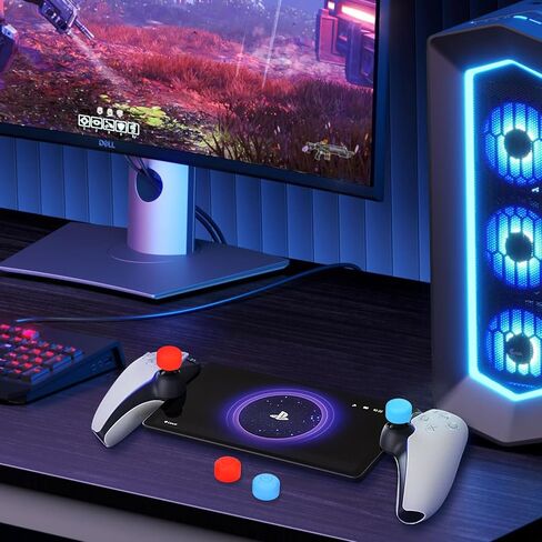 قبعات DLseego Thumb Grips لمشغل Playstation Portal Remote Player، حماية كاملة مضادة للانزلاق ومضادة للخدش ومضادة لبصمات الأصابع وغطاء غطاء على شكل زر كرتوني 4 أغطية عصا الإبهام - أحمر وأزرق in Kuwait