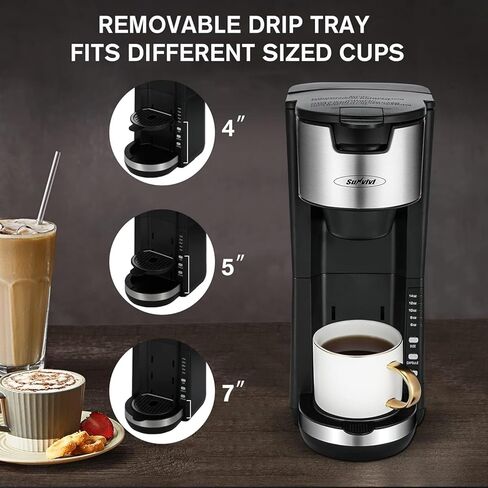 ماكينة صنع القهوة الفردية لكوب K والقهوة المطحونة، ماكينة صنع القهوة بكوب واحد من 6 إلى 14 أونصة، ماكينة صنع القهوة بماء 30 أونصة، صينية تنقيط قابلة للتعديل ووظيفة الإغلاق التلقائي in Kuwait