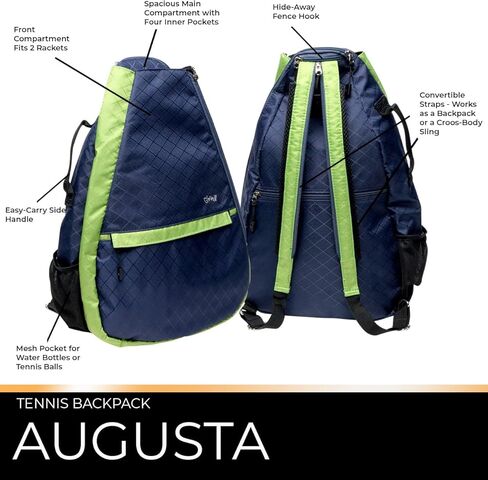 حقيبة ظهر للتنس من Glove It للنساء، حقيبة تنس خفيفة الوزن للسيدات وحقيبة ظهر بحزام لمضاربين وكرات وزجاجة مياه in Kuwait