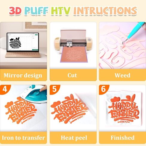 Puff Vinyl Heat Transfer, 18 Sheets, 12x10", 3D Puff Heat Transfer Vinyl in Kuwait