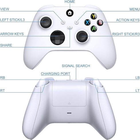 وحدة تحكم Xbox One من SANGDER، وحدة تحكم Xbox اللاسلكية متوافقة مع Xbox One/One S/One X/One Series X/S، وحدة تحكم لاسلكية Windows PC.2.4 جيجا هرتز لأجهزة Xbox one مع مقبس سماعة رأس صوت 3.5 مم، أبيض in Kuwait