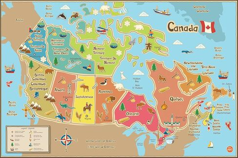 WallPops WPE1391 Kids Canada Dry Erase Map Decal, Multicolor, 24 x 36 Inch in Kuwait