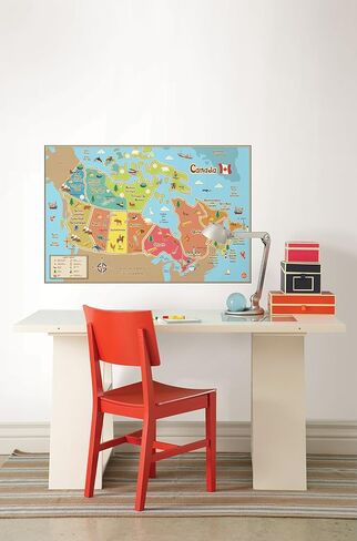 WallPops WPE1391 Kids Canada Dry Erase Map Decal, Multicolor, 24 x 36 Inch in Kuwait