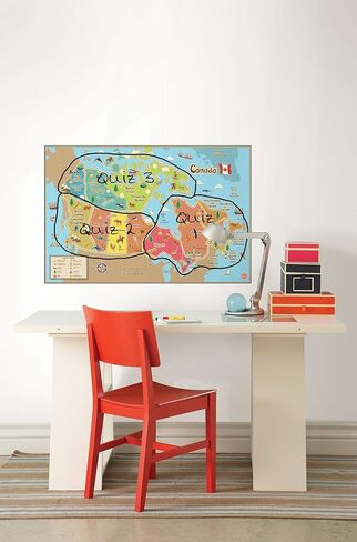 WallPops WPE1391 Kids Canada Dry Erase Map Decal, Multicolor, 24 x 36 Inch in Kuwait
