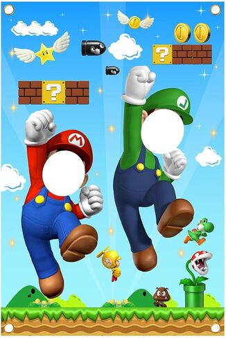 لافتة باب صورة ماريو، لافتة تصوير فوتوغرافي لوجه ماريو، خلفية لوازم حفلات أعياد الميلاد in Kuwait