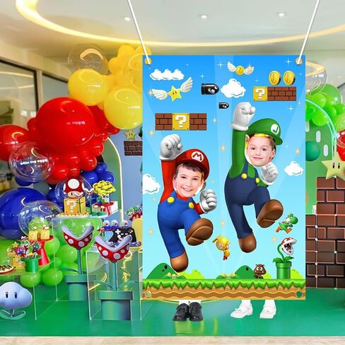 لافتة باب صورة ماريو، لافتة تصوير فوتوغرافي لوجه ماريو، خلفية لوازم حفلات أعياد الميلاد in Kuwait