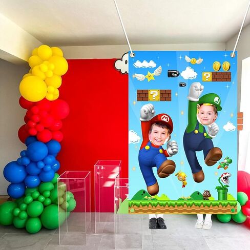 لافتة باب صورة ماريو، لافتة تصوير فوتوغرافي لوجه ماريو، خلفية لوازم حفلات أعياد الميلاد in Kuwait