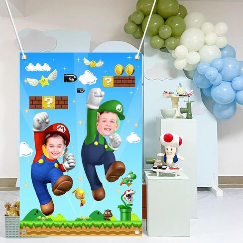 لافتة باب صورة ماريو، لافتة تصوير فوتوغرافي لوجه ماريو، خلفية لوازم حفلات أعياد الميلاد in Kuwait