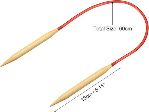 uxcell Bamboo Circular Knitting Needles, 18pcs 2-10mm Double Pointed Bamboo Circular Knitting Needle with Plastic Tube for DIY Weaving, 60cm(23.6") Length in Saudi Arabia