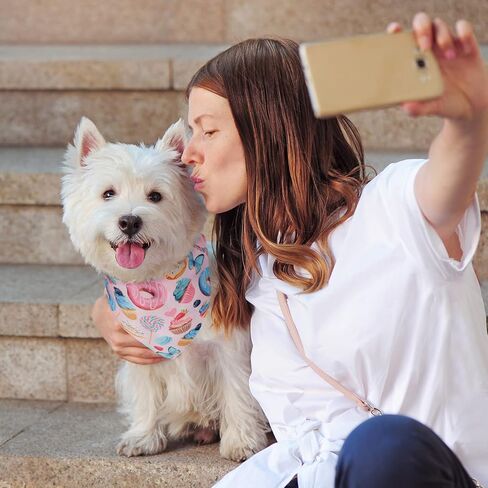 54 Pieces Dog Bandana Bulk Donut Pet Bandana Summer Cute Adjustable Triangle Bibs Scarf Comfortable Soft Pastel Pattern Dog Kerchief for Small Medium Dogs in Saudi Arabia