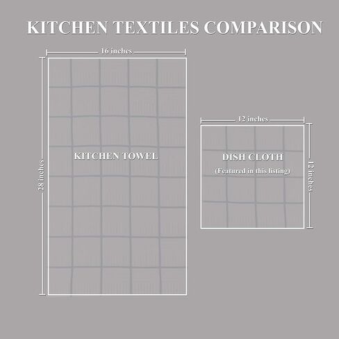 Sticky Toffee Cotton Kitchen Towels Dishcloths Set of 8, Gray and White Tea Towels, Reusable and Absorbent Cleaning Cloths, Oeko-Tex Cotton, 12 in x 12 in in Kuwait