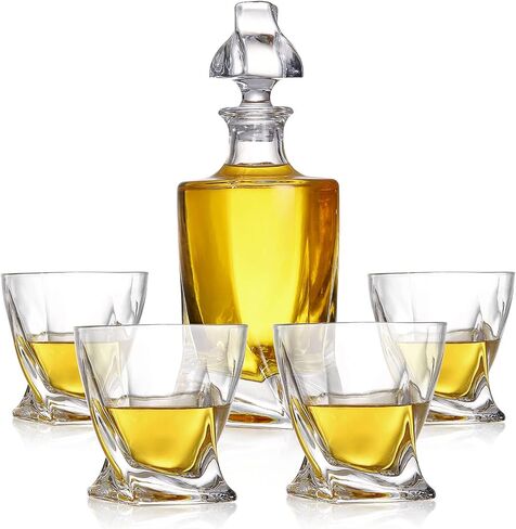 NutriChefKitchen Home Bar Whiskey Decanter,Whiskey Glass Decanter Aerator Set with Four 750ml Whiskey Glasses,Elegant Home Bar,Tabletop Accent Decoration,Separates Sediment Effectively Before Pouring in Saudi Arabia