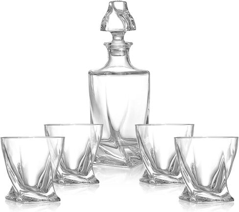 NutriChefKitchen Home Bar Whiskey Decanter,Whiskey Glass Decanter Aerator Set with Four 750ml Whiskey Glasses,Elegant Home Bar,Tabletop Accent Decoration,Separates Sediment Effectively Before Pouring in Saudi Arabia
