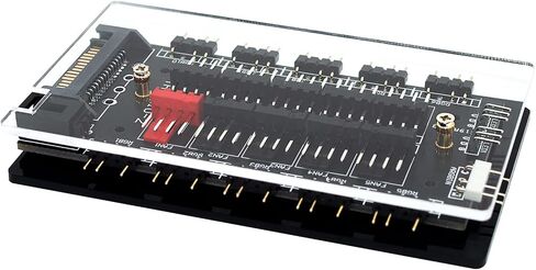 ARGB Fan Hub 10 Ports PWM Addressable ARGB Fan Splitter 5V/3Pin for SATA Power Supply + Motherboard Control, 4 Magnetic BackPlane, Black in Saudi Arabia