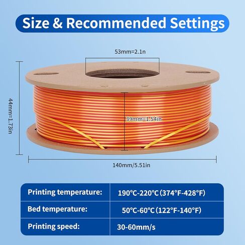 Dual Color 3D Printer Filament Bundle, PLA 1.75mm Silk Shiny 3D Printing Filament Multicolor,Dimensional Accuracy +/-0.03mm Fit Most FDM Printer 250gX2 Spools Filament for 3D Printer. in Kuwait