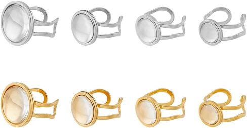 DICOSMETIC Cabochon Ring Trays Bezel Finger Ring Stainless Steel Cuff Ring Blanks with Glass Cabochons for DIY Ring Jewelry in Saudi Arabia