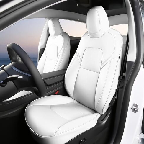 BASENOR 2024 Upgrade Tesla Model Y Seat Cover Black Leather Car 5-Seater Cushion Protector Custom Fit for Tesla Model Y 2020 2021 2022 2023 2024 Black in Saudi Arabia