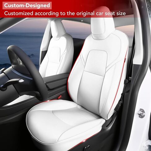 BASENOR 2024 Upgrade Tesla Model Y Seat Cover Black Leather Car 5-Seater Cushion Protector Custom Fit for Tesla Model Y 2020 2021 2022 2023 2024 Black in Saudi Arabia