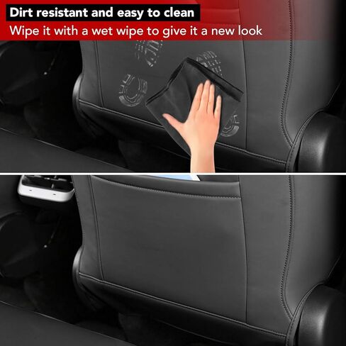 BASENOR 2024 ترقية Tesla Model Y غطاء مقعد السيارة من الجلد الأسود 5 مقاعد وسادة حامي مخصص مناسب لطراز Tesla Y 2020 2021 2022 2023 2024 أسود in Kuwait